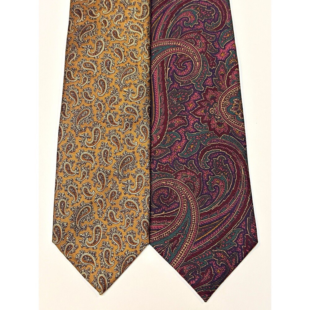 Lot of 2 Vintage Redwood & Ross Silk Paisley Ties Robert Talbott  Italy USA